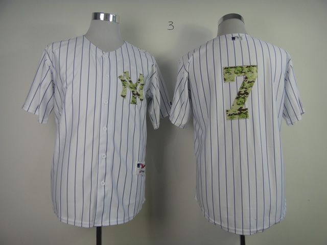 Men New York Yankees #7 No name White Camo MLB Jerseys->new york yankees->MLB Jersey